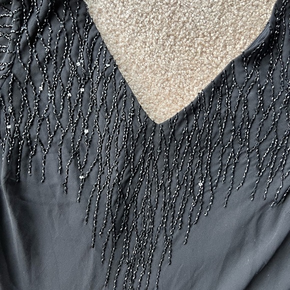 J Kara Dresses & Skirts - J Kara black beaded dress. NWT. Cocktail/Party. Stunning. Handkerchief hem. Prom